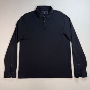 Charles Tyrwhitt Jersey‎ Polo Shirt Men's M Black 100% Cotton Button Down